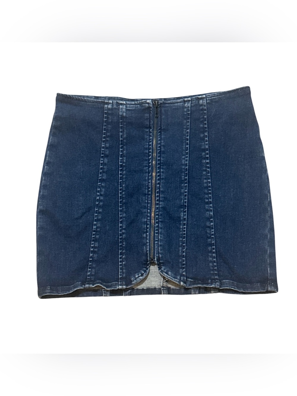 We The Free / Free People Layla Dark Wash Denim Zip Up Mini Skirt Size 8